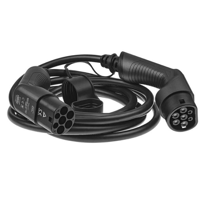 UTGATT - GREENCELL Laddkabel Elbil EV11 Typ2 5m 11kW 16A 3-FAS IP55 - Svart