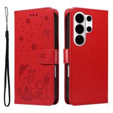 OEM - Cat Bee Samsung Galaxy S26 Ultra Pl&aring;nboksfodral Konstl&auml;der - R&ouml;d