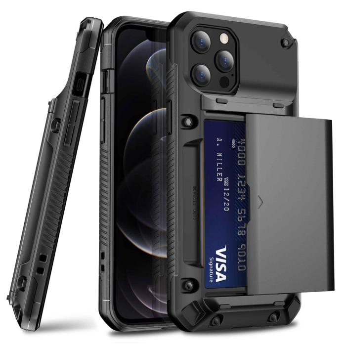 OEM - iPhone 12 Pro Max Skal Med Kortfack - Svart