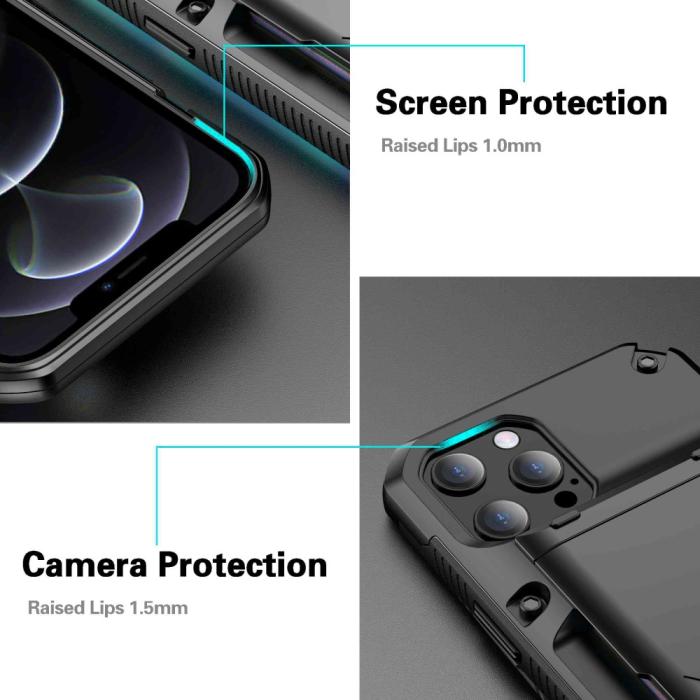 OEM - iPhone 12 Pro Max Skal Med Kortfack - Svart