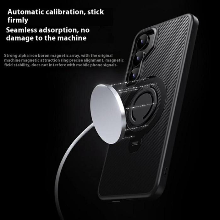 A-One Brand - Galaxy S25 Plus Mobilskal MagSafe Carbon Fiber Kickstand - Svart