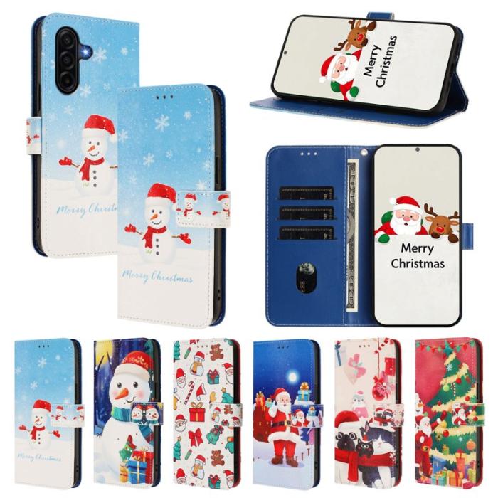 OEM - Samsung Galaxy A57 Plånboksfodral Konstläder Julmönster - Snöflinga