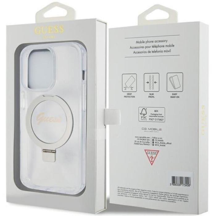 Guess - Guess iPhone 15 Pro Mobilskal Magsafe Ringställ Script Glitter