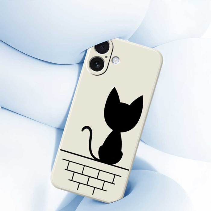 A-One Brand - iPhone 17 Mobilskal Black Cat on the Wall - Grön