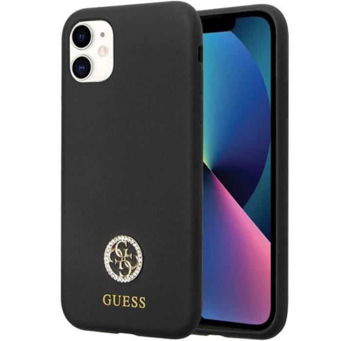 Guess - Guess iPhone 11/XR Mobilskal Silikon Logo Strass - Svart