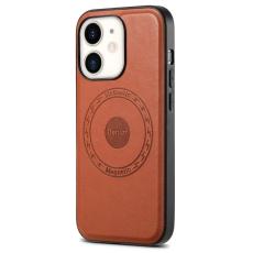 DENIOR - DENIOR iPhone 12/12 Pro Magnetiskt Fodral KonstL&auml;der Svart/Brun