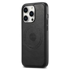 DENIOR - DENIOR Mobilskal till iPhone 15 Pro Max PU-l&auml;der Belagt TPU+PC - Svart