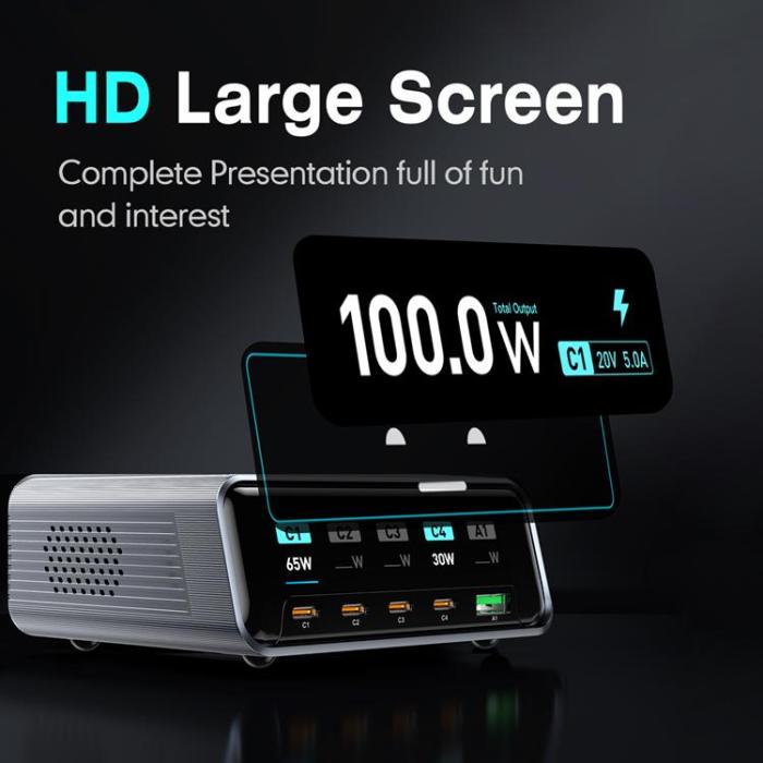 OEM - Smart GaN-Laddningsstation USB-A + 4-Typ-C 265W WLX-60D