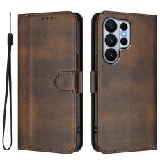 OEM - Samsung Galaxy S26 Ultra Pl&aring;nboksfodral St&auml;ll Retro Textur Konstl&auml;der - Brun