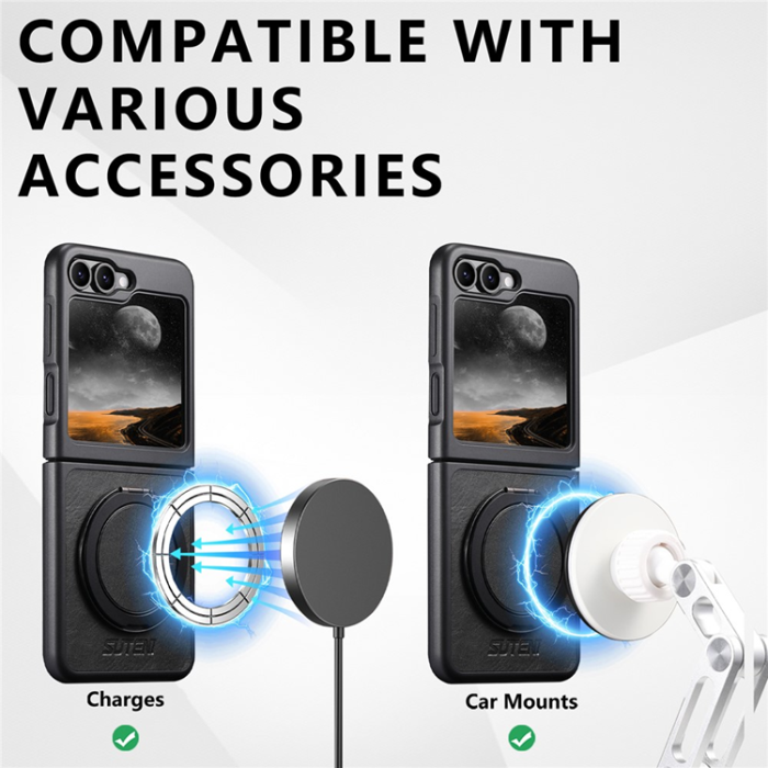 SUTENI - SUTENI Galaxy Z Flip 5 Mobilskal MagSafe G3 Waxy - Svart