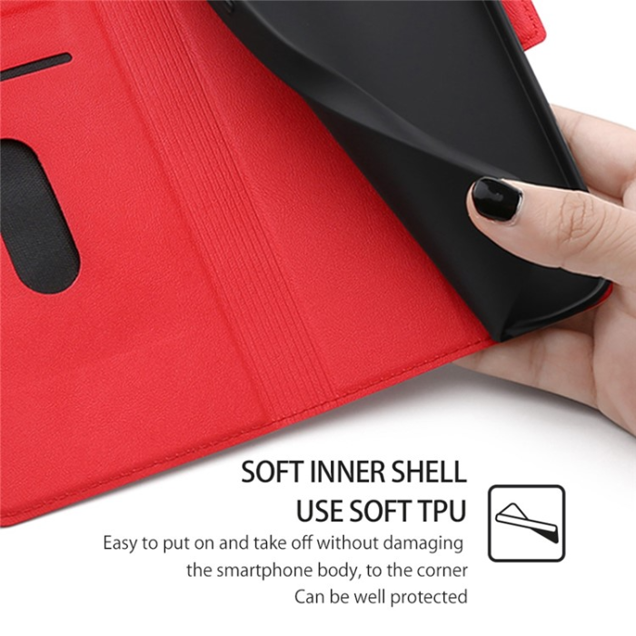 OEM - Xiaomi 13 Lite Plånboksfodral Dual Magnetic Clasp - Röd