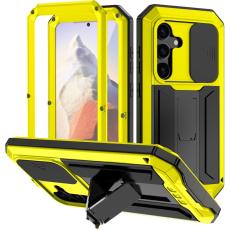 R-JUST - R-JUST Mobilskal till Galaxy S24 PC+Silicone+Metal Gul