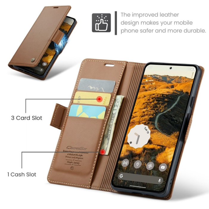Caseme - Caseme Google Pixel 9 Pro XL Plånboksfodral 023 - Brun