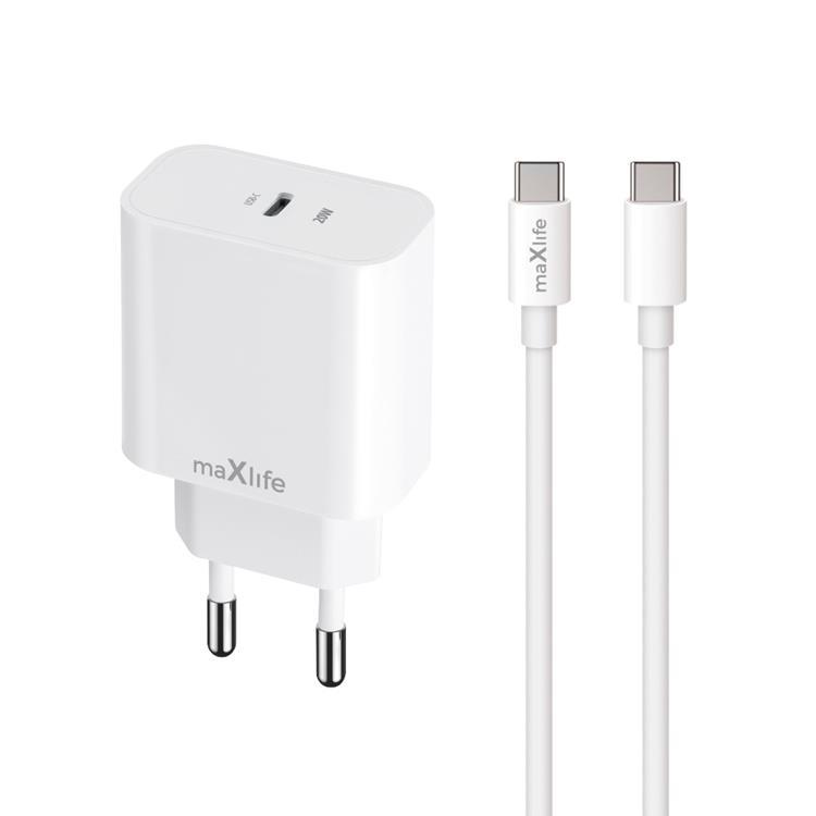 Maxlife Snabbladdare 20W USB-C med Kabel PD QC MXTC-06 | 505295 | AlltMobil