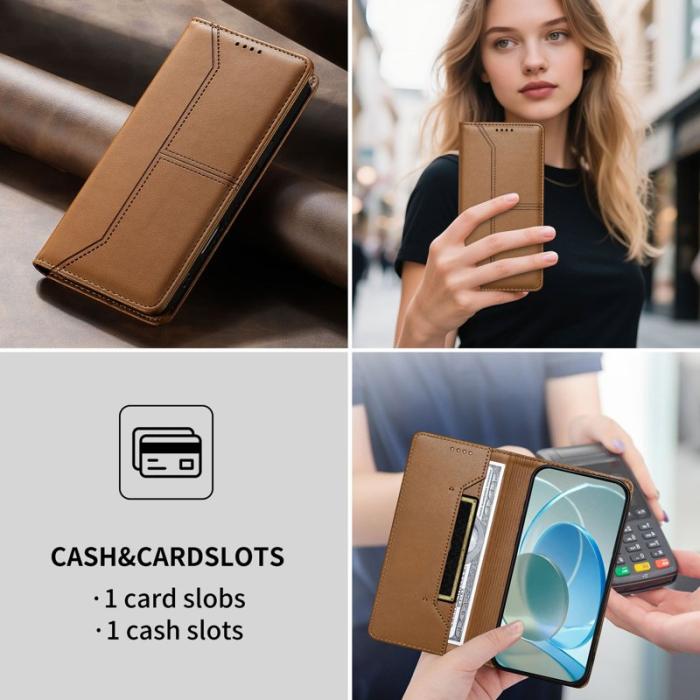 OEM - Plånboksfodral för Samsung Galaxy S26 Plus Ställfunktion Konstläder - Brun
