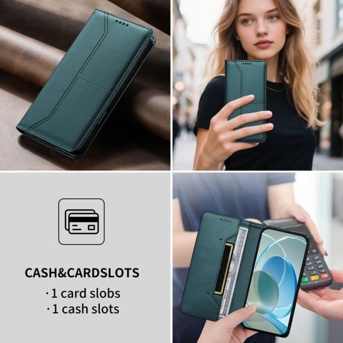 OEM - Plånboksfodral för Samsung Galaxy S26 Plus Ställfunktion Konstläder - Grön