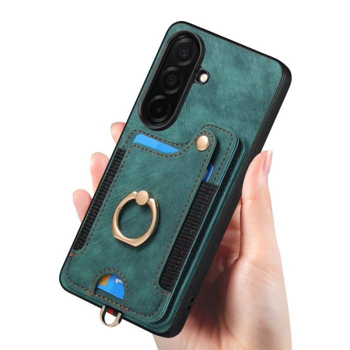 OEM - Mobilfodral för Samsung Galaxy S26 Plus Konstläder RFID - Grön