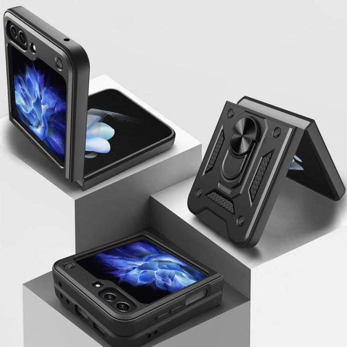 OEM - Galaxy Z Flip 5 Mobilskal Hybrid Armor Camshield - Svart