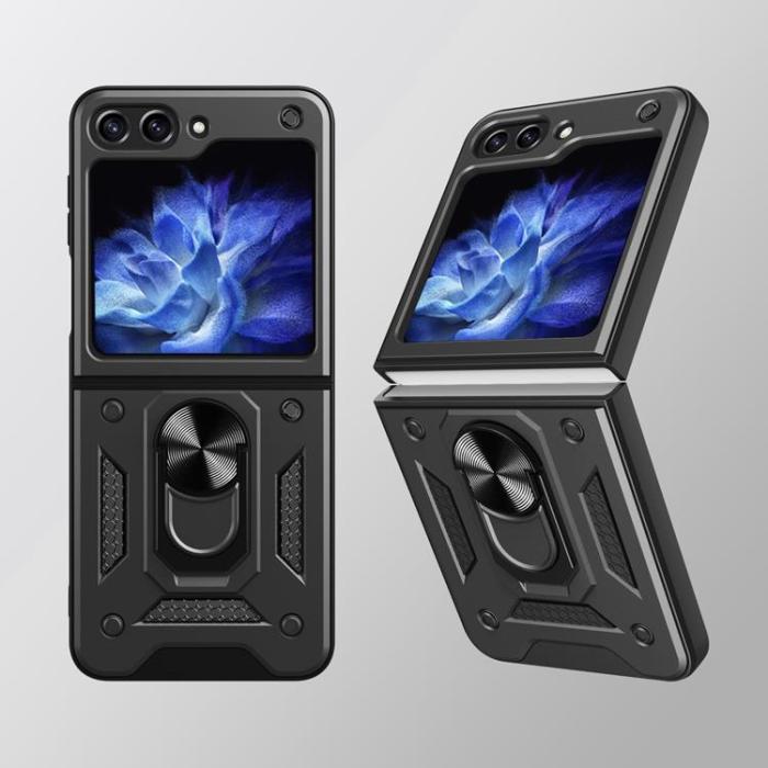 OEM - Galaxy Z Flip 5 Mobilskal Hybrid Armor Camshield - Svart