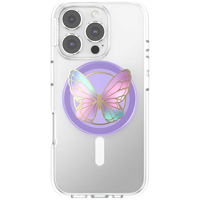 PopSockets - PopSockets MagSafe Popuphållare och Stativ Enamel Butterfly Prism - Lavendel