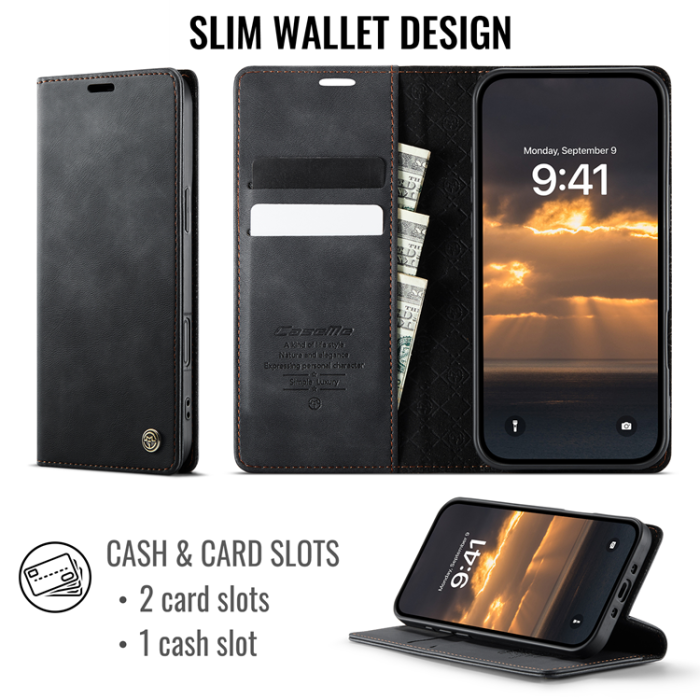 Caseme - Caseme iPhone Air Plånboksfodral RFID Blocking 033 - Svart