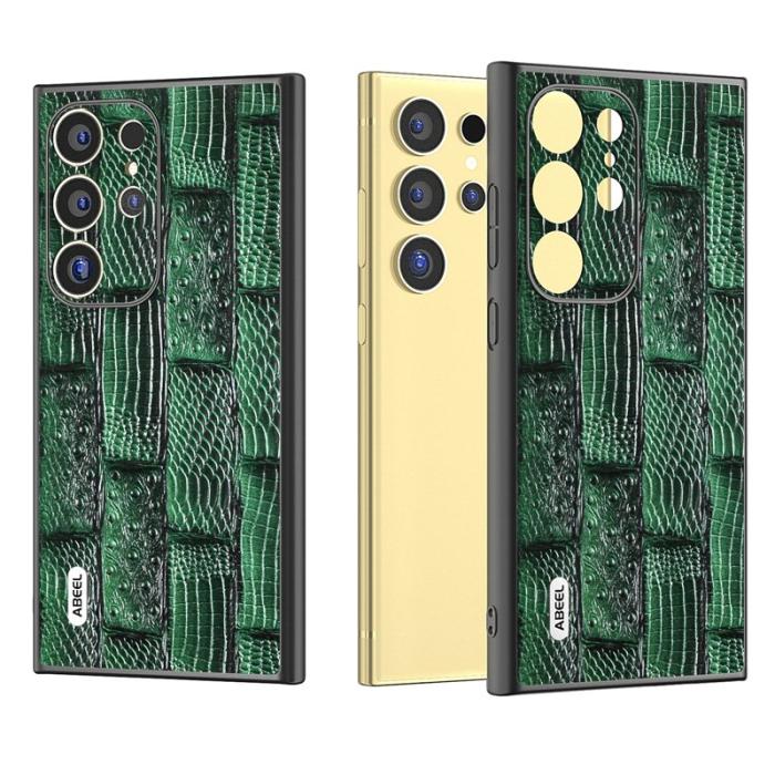 ABEEL - ABEEL Mobilskal till Samsung Galaxy S24 Ultra Mahjong Grön Äkta läder