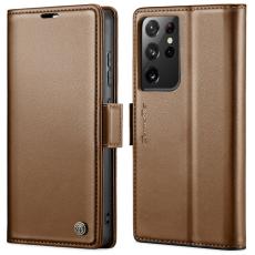 Caseme - CASEME Pl&aring;nboksfodral Konstl&auml;der f&ouml;r Samsung Galaxy S21 Ultra 5G - Brun
