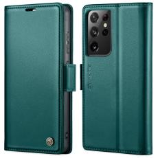 Caseme - CASEME Pl&aring;nboksfodral Konstl&auml;der f&ouml;r Samsung Galaxy S21 Ultra 5G - Gr&ouml;n