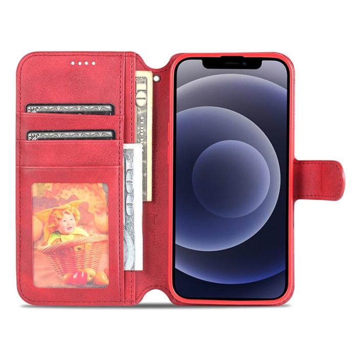 AZNS - AZNS iPhone 13 Plånboksfodral i Konstläder - Röd