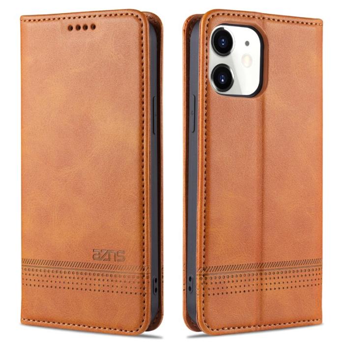 AZNS - AZNS iPhone 13 Plånboksfodral Konstläder, Stötabsorberande - Brun