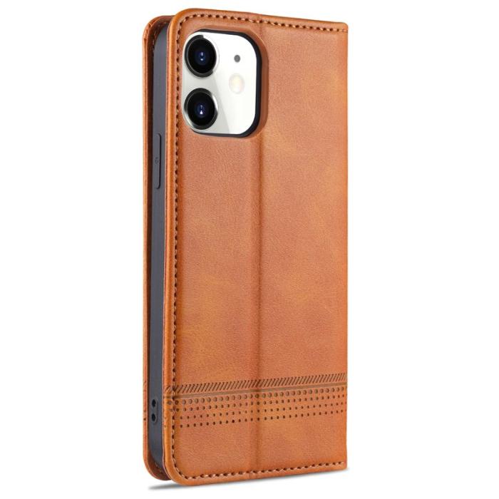 AZNS - AZNS iPhone 13 Plånboksfodral Konstläder, Stötabsorberande - Brun