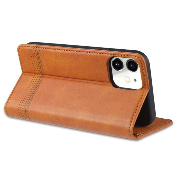 AZNS - AZNS iPhone 13 Plånboksfodral Konstläder, Stötabsorberande - Brun