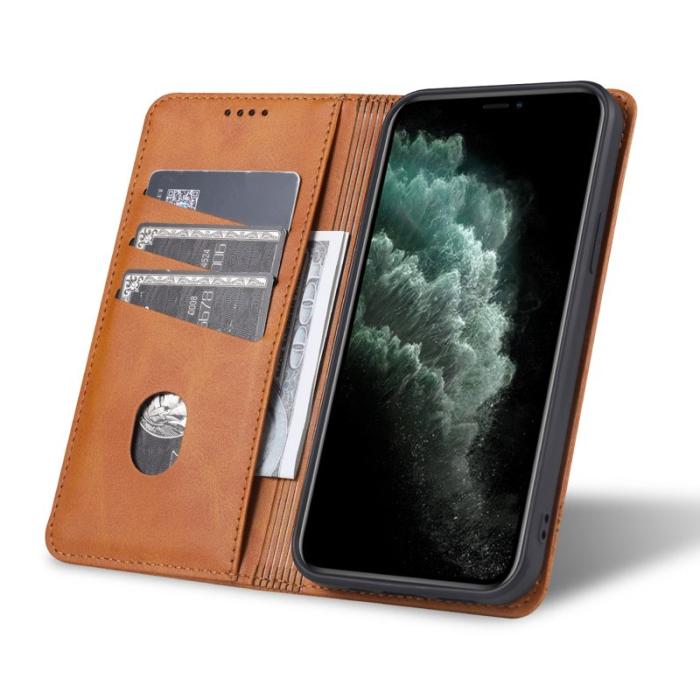 AZNS - AZNS iPhone 13 Plånboksfodral Konstläder, Stötabsorberande - Brun