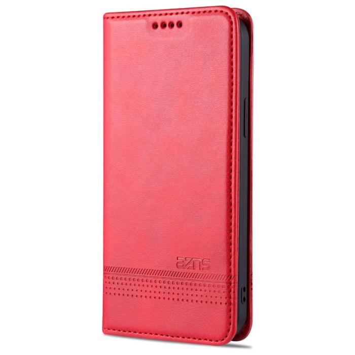 AZNS - AZNS iPhone 13 Plånboksfodral Konstläder Stötabsorberande - Röd