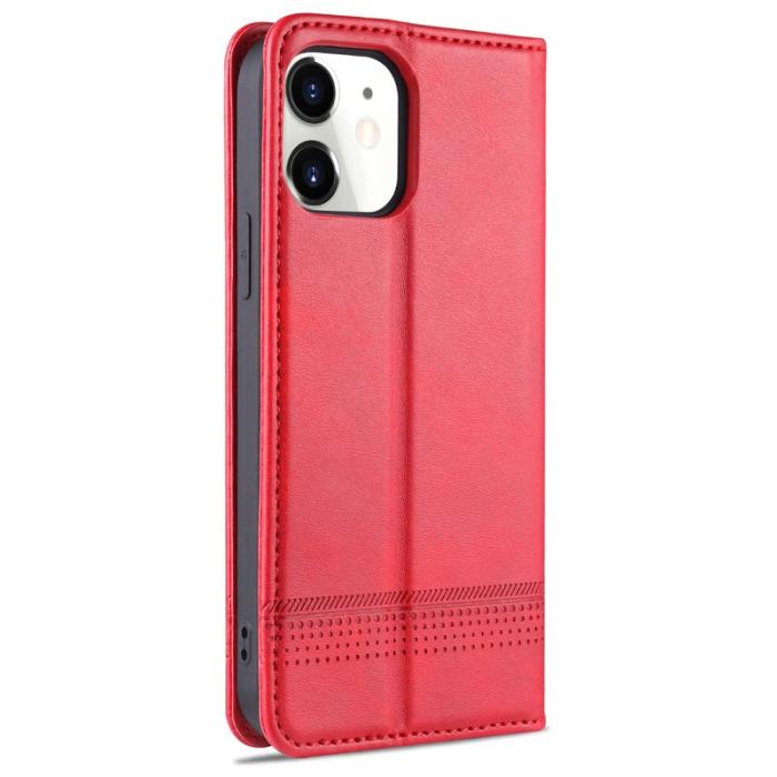 AZNS - AZNS iPhone 13 Plånboksfodral Konstläder Stötabsorberande - Röd