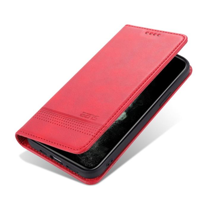 AZNS - AZNS iPhone 13 Plånboksfodral Konstläder Stötabsorberande - Röd