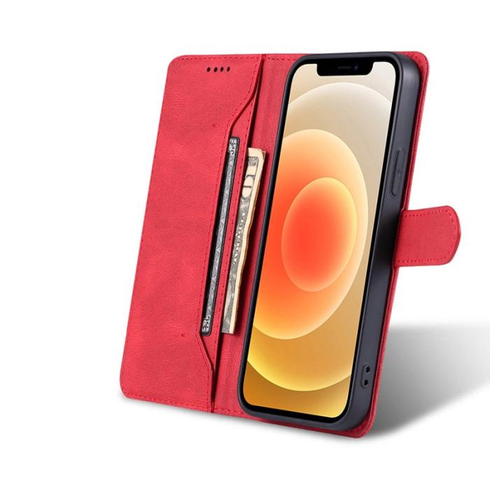 AZNS - AZNS iPhone 13 Konstläder Plånboksfodral - Stöttåligt och Repbeständigt - Röd
