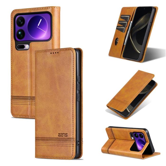 AZNS - AZNS Xiaomi 17 Pro Max Plånboksfodral Konstläder - Brun
