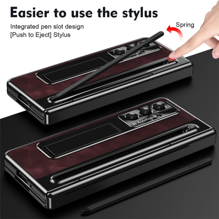 A-One Brand - Galaxy Z Fold 7 Mobilskal Kickstand med Stylus - Vinröd