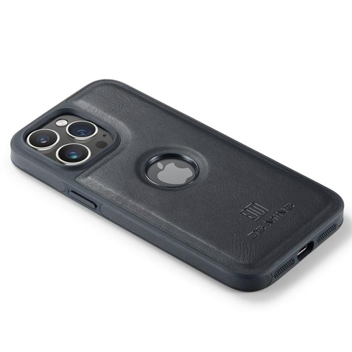 DG.MING - DG.MING Mobilskal till iPhone 13 Pro Max PU Läder PC TPU Svart