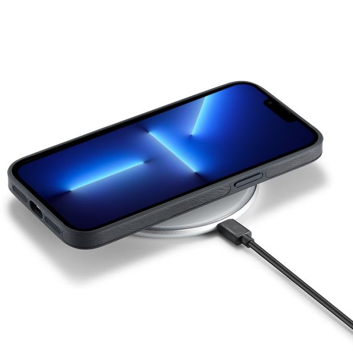 DG.MING - DG.MING Mobilskal till iPhone 13 Pro Max PU Läder PC TPU Svart