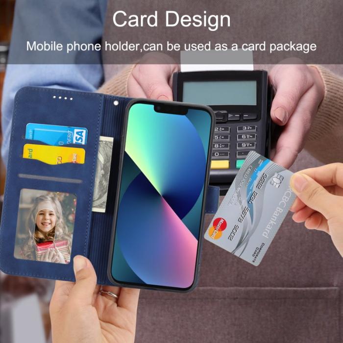 DIERFENG - DIERFENG DF-03 Plånboksfodral för iPhone 13 6.1 tum - Konstläder - Blå