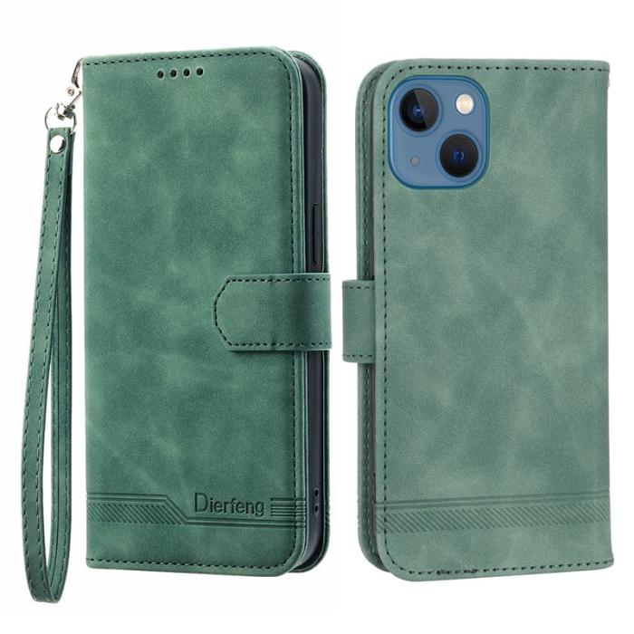 DIERFENG - DIERFENG DF-03 Plånboksfodral för iPhone 13 6.1 tum - Konstläder - Grön