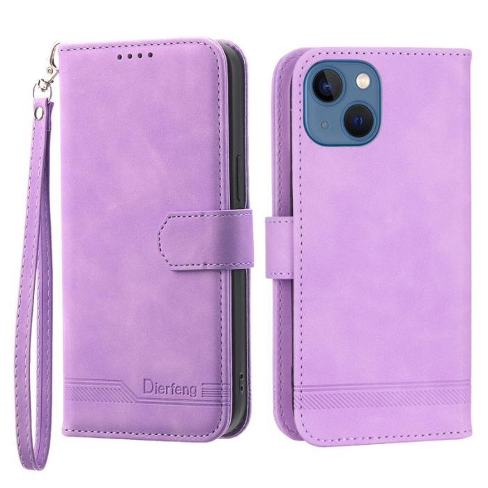 DIERFENG - DIERFENG DF-03 Plånboksfodral för iPhone 13 6.1 tum - Konstläder - Lila