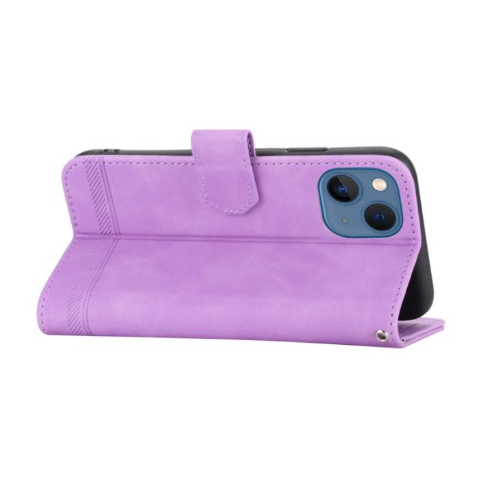 DIERFENG - DIERFENG DF-03 Plånboksfodral för iPhone 13 6.1 tum - Konstläder - Lila