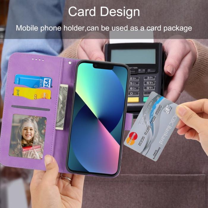 DIERFENG - DIERFENG DF-03 Plånboksfodral för iPhone 13 6.1 tum - Konstläder - Lila