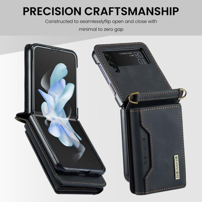 DG.MING - DG.MING Samsung Galaxy Z Flip4 Konstläder Plånboksfodral Svart