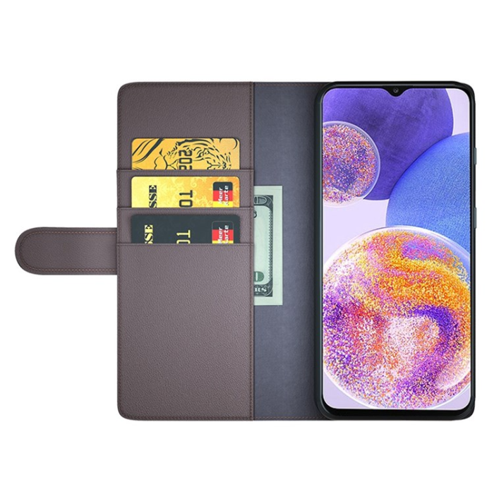 OEM - Galaxy A23 4G/5G Plånboksfodral Äkta Läder Flip - Brun