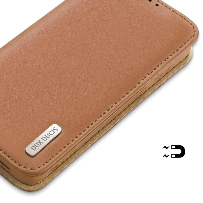 DuxDucis - Dux Ducis Galaxy S23 Plånboksfodral Äkta Läder RFID Hivo - Brun
