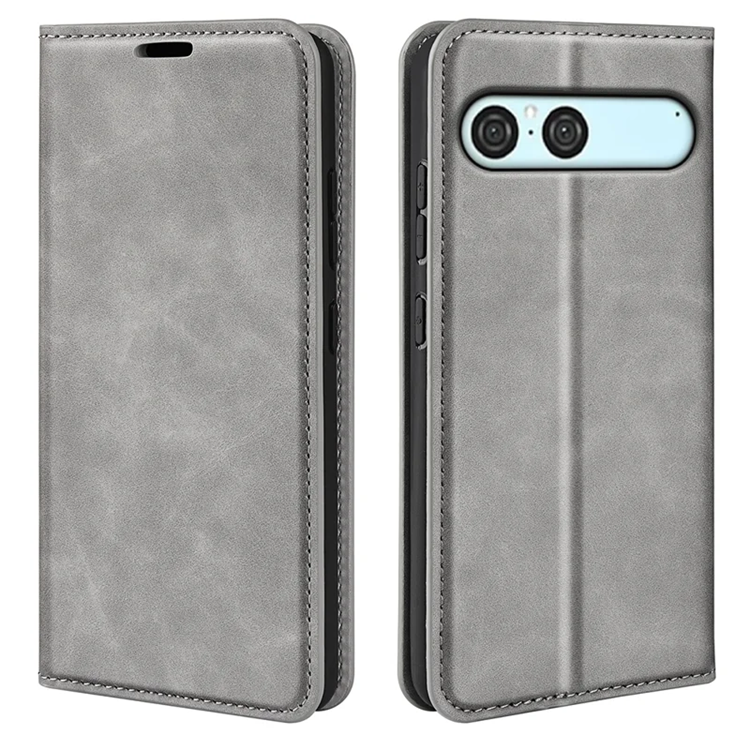 Sony Xperia 10 VII Plånboksfodral Skin Touch - Grå | 2353 | AlltMobil